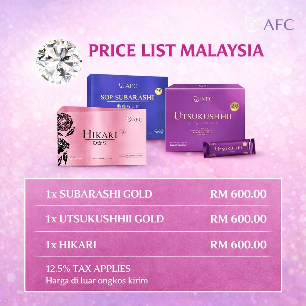 price list produk af malaysia